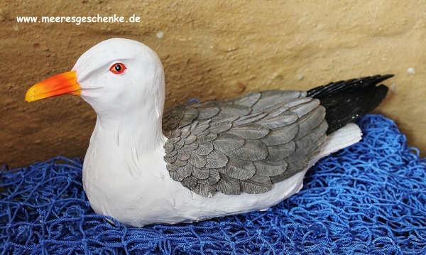 Schwimmende / sitzende Möwe ca. 40 x 16 x 12 cm - Maritime Deko online