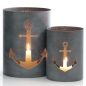 Preview: Windlicht Metall grau Anker