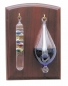 Preview: Wetterglas mit Gallilei-Thermometer auf Holzbrett ca. 18 x 25 cm