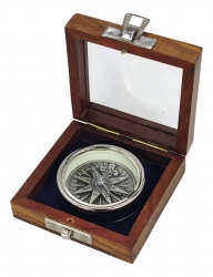 3D Kompass Windrose Ø: 5,5 cm mit Holzbox
