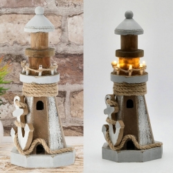 Deko-Leuchtturm mit LED-Licht ca. 25 x Ø 10 cm
