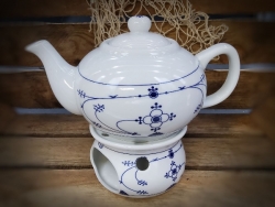 Indisch Blau Teepott 0,75 l mit Stövchen ca. 21 x 17 x 14 cm