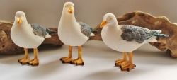 Möwen-Trio stehend grau / weiß je ca. 14 x 11 x 5 cm