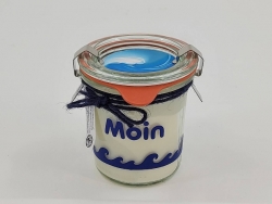 Kerze im Weck-Glas Moin ca.7 x Ø 6 cm weiß