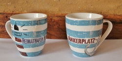 2 Kaffeebecher Heimathafen & Ankerplatz ca. 10 x Ø 10 cm