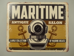Maritimes Metallschild / Blechschild antik 25 x 20 cm