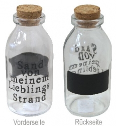 Flasche Lieblingsstrand mit Korken ca. 11 x Ø 5 cm