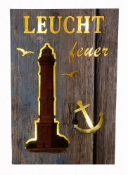 Lichtbild Leuchtfeuer Norderney Shabby-Look ca. 20 x 30 x 4 cm