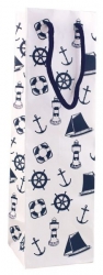 Geschenktüte mit maritimen Motiven, ca. 10 x 10 x 35 cm weiß