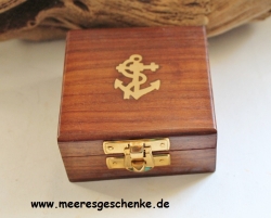 Kompass mit Ankergravur Ø: 6cm und Holzbox