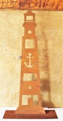 Leuchtturm mit Sockel Rosteisen ca. 60 x 17 cm