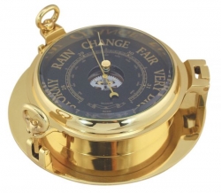 Barometer schwarz im Bullauge Ø: 22,5 cm