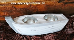 Boot mit 2 Teelichthalter ca. 18 x 6 cm