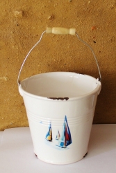 Eimer maritim bunte Segler ca. 16,5 x Ø 17 cm