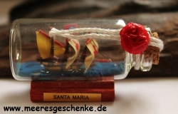 Buddelschiff / Flaschenschiff Santa Maria ca. 6 x 3 cm