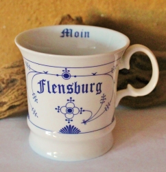 Indisch Blau Herrenbecher / Kapitänsbecher Flensburg Moin & Tschüss