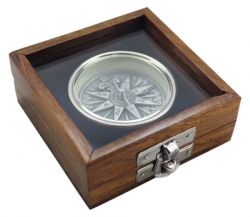 3D Kompass Windrose Ø: 5,5 cm mit Holzbox
