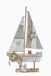 Deko-Segelboot Shabby Holz 32 x 51 cm