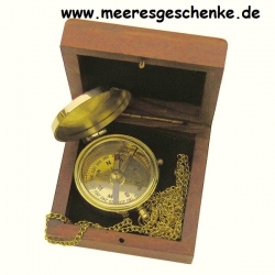 Taschenkompass Ø: 5cm mit Kette ca. 45 cm mit Holzbox