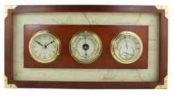 Uhr,Baro-,Thermo- & Hygrometer Holzrahmen ca. 47,5 x 24 cm