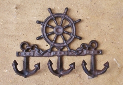 Wandhaken maritim Steuerrad mit Anker ca. 23 x 17 x 3 cm