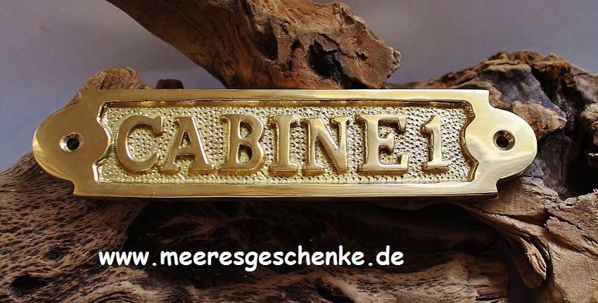 14,5 x 3,5 cm Maritimes Türschild Messingschild "CABINE " ca 