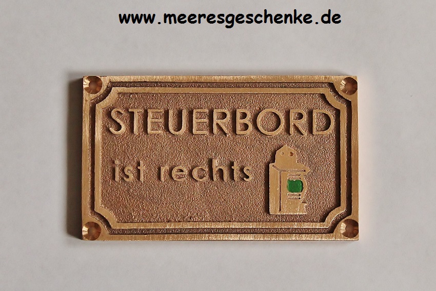 Schild Steuerbord aus Rotguß ca. 10 x 6 cm Maritime Deko online bei Meeresgeschenke.de