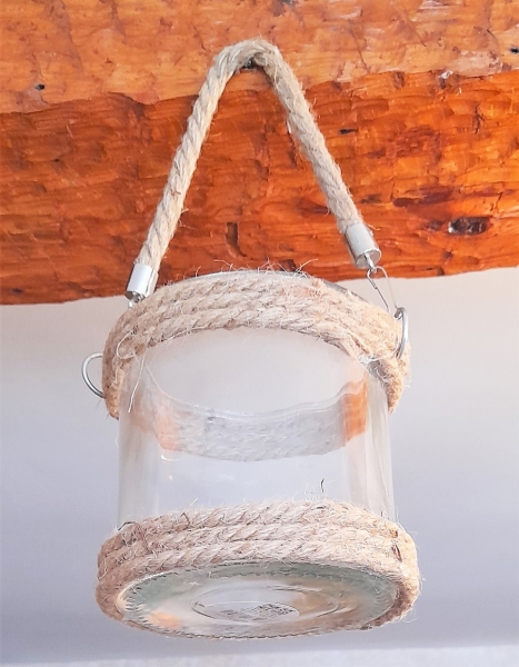 Windlicht / Teelichthalter Jutekordel ca. Ø: 12 x 12 cm (25 cm)