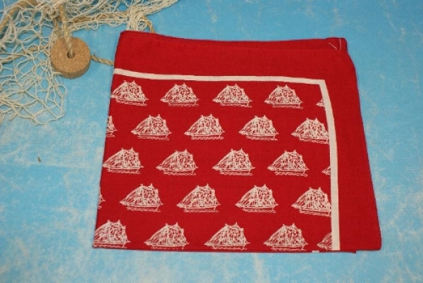 Tuch maritim mit Segelschiff blau oder rot ca. 55 x 55 cm