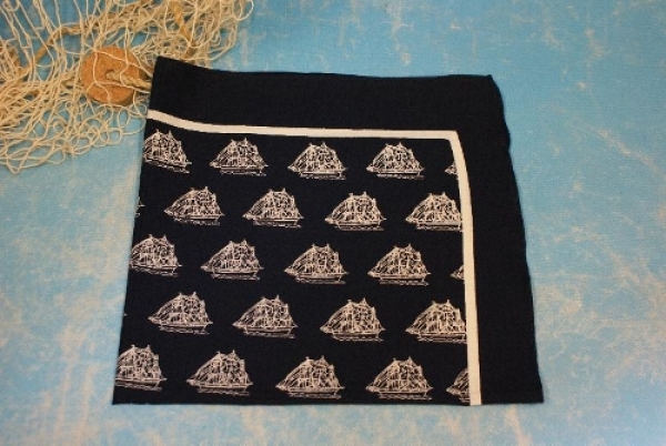 Tuch maritim mit Segelschiff blau oder rot ca. 55 x 55 cm