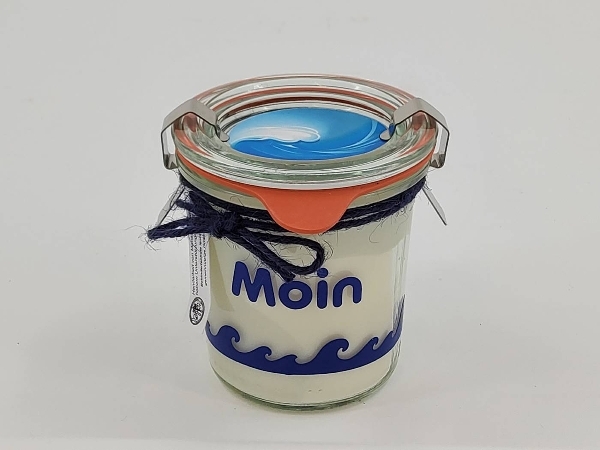 Kerze im Weck-Glas Moin ca.7 x Ø 6 cm weiß