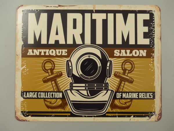 Maritimes Metallschild / Blechschild antik 25 x 20 cm
