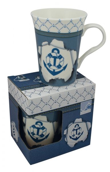 Tasse / Kaffeebecher Anker ca. 10,5 x Ø 9 cm