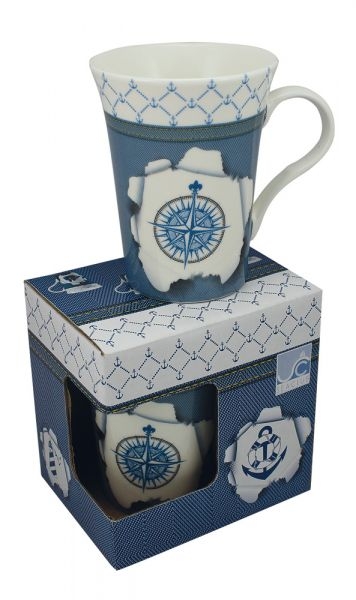 Tasse / Kaffeebecher Windrose ca. 10,5 x Ø 9 cm