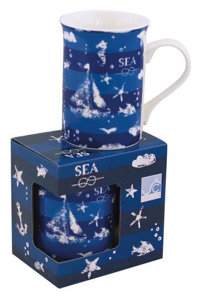 Tasse / Kaffeebecher maritim ca. 11 x Ø 8,5 cm