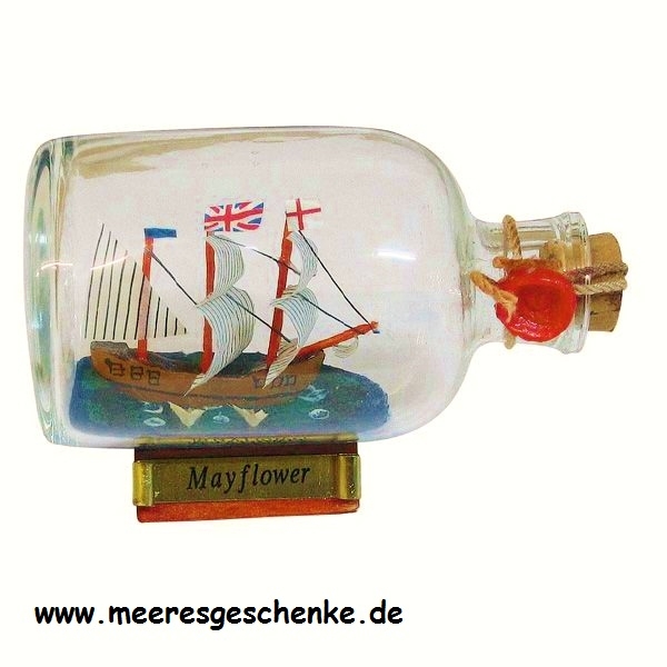Flaschenschiff / Buddelschiff Mayflower ca. 9 x 6 cm