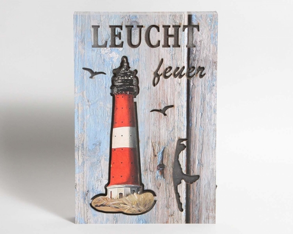 Lichtbild Leuchtfeuer Sylt Shabby-Look ca. 20 x 30 x 4 cm