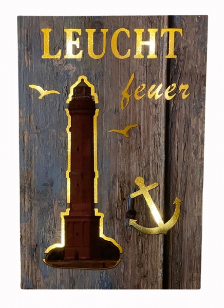 Lichtbild Leuchtfeuer Norderney Shabby-Look ca. 20 x 30 x 4 cm