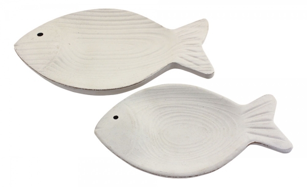 2 Schalen Fisch ca. 20 x 12 x 2 & 24 x 15 x 2,5 cm