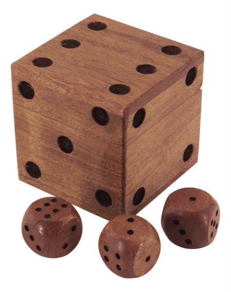 Würfelbox mit 5 Würfeln ca. 6,5 x 6,5 x 6,5 cm