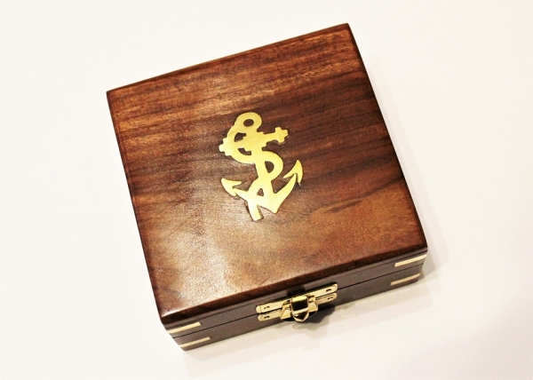 Sonnenuhr-Kompass antik ca. 8 x 8 x 9,5 cm