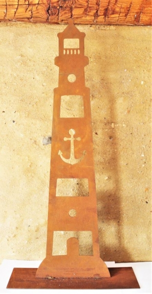 Leuchtturm mit Sockel Rosteisen ca. 60 x 17 cm