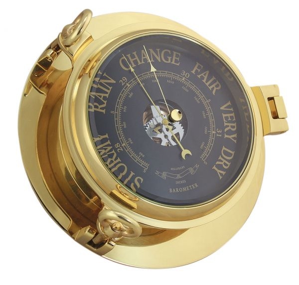 Barometer schwarz im Bullauge Ø: 22,5 cm