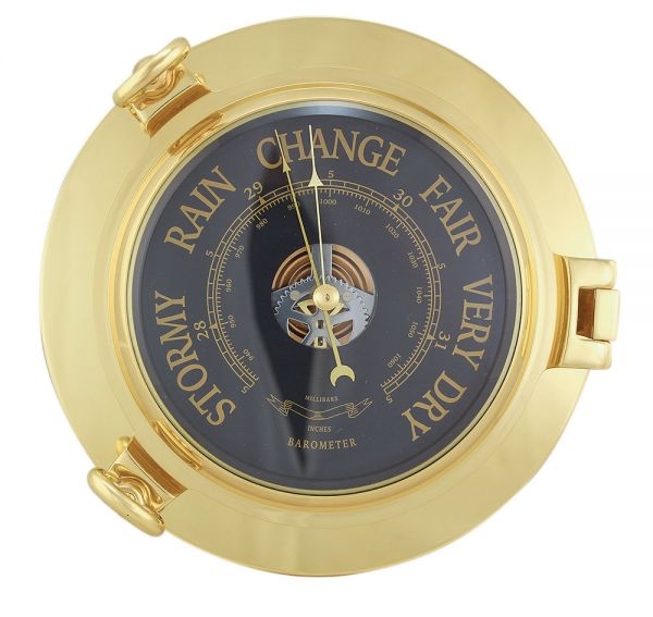 Barometer schwarz im Bullauge Ø: 22,5 cm