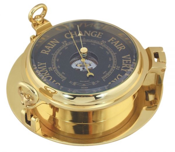 Barometer schwarz im Bullauge Ø: 22,5 cm