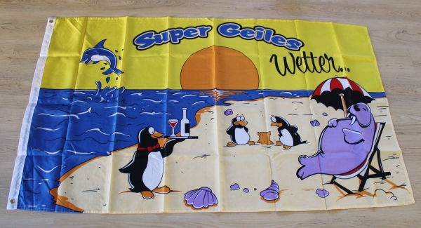 Flagge / Fahne "Super Geiles Wetter" ca. 90 x 150 cm