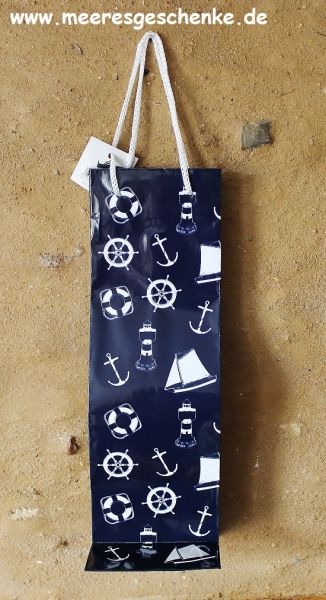 Geschenktüte mit maritimen Motiven, ca. 10 x 10 x 35 cm