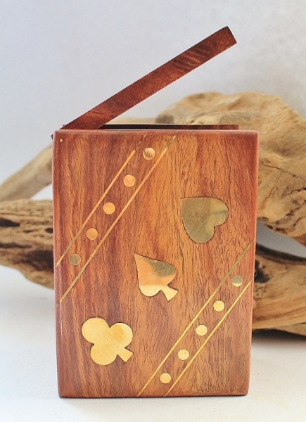 Holzbox für Spielkarten ca. 12 x 8 x 6 cm