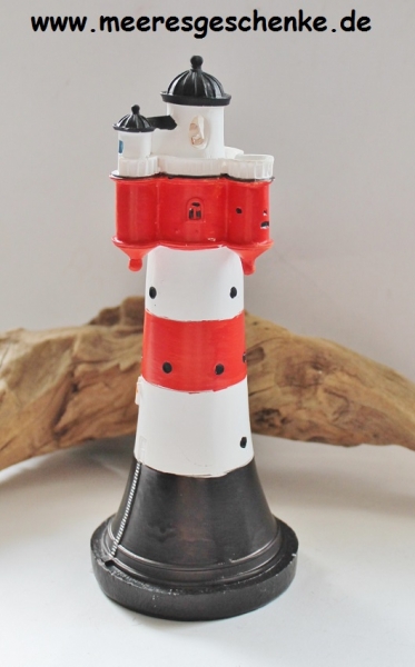 Deko Leuchtturm Roter Sand mit Blinklicht ca. 21 x Ø: 8 cm
