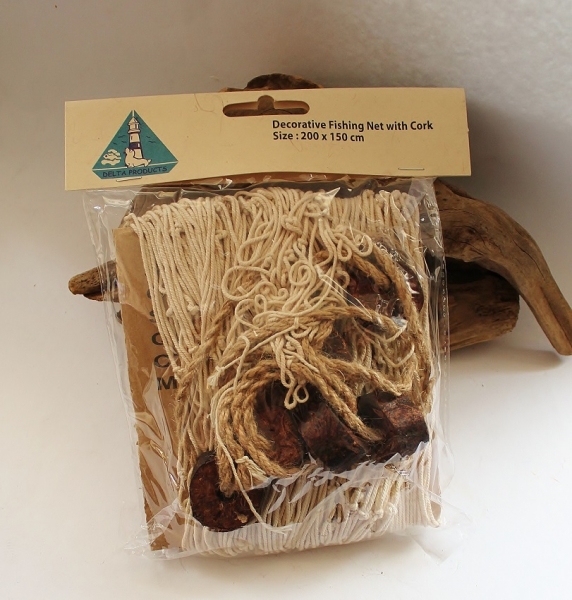 Fischernetz mit Deko-Bojen 3 m² beige ca. 1,5 x 2 m